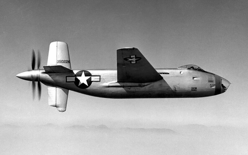 XB-42 in flight