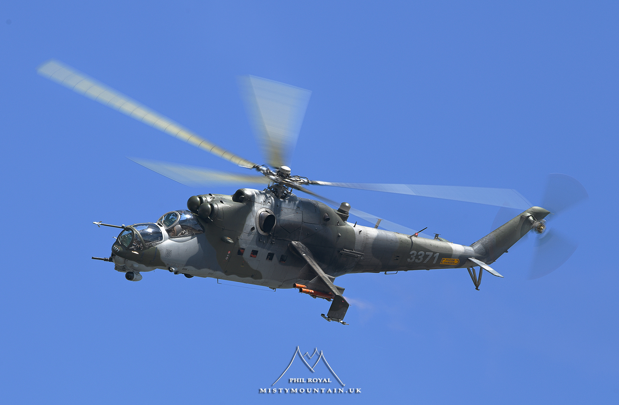 The Mil Mi-24V Hind has an extremely distinctive shape.