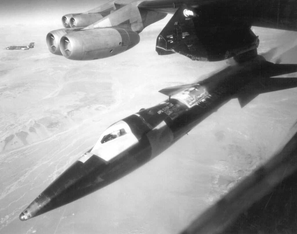 X-15 being carried under the NB-52's wing