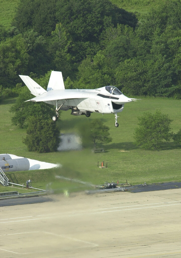 The X-32 showing off its hover ability.