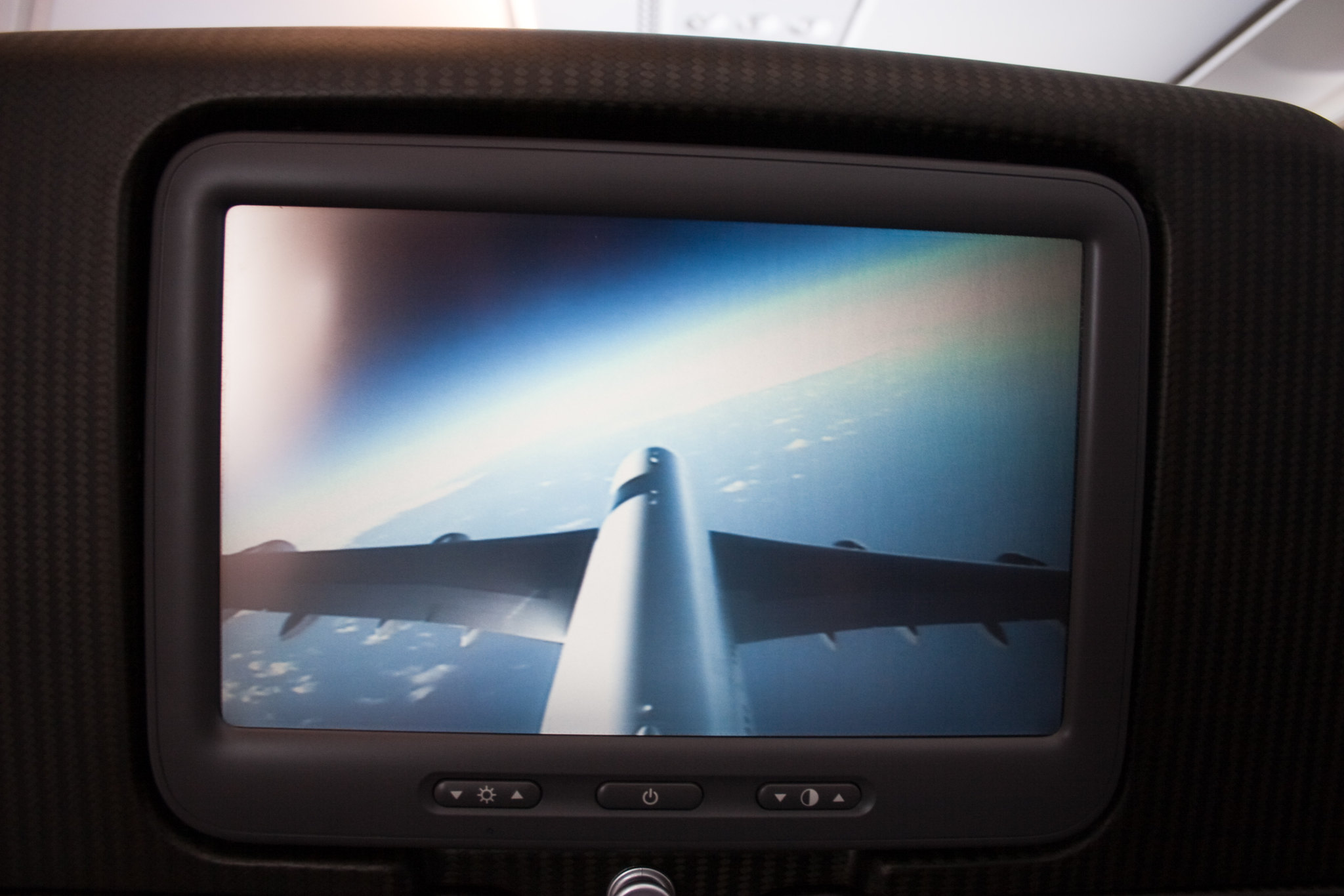The seat camera provides a great view in flight.
