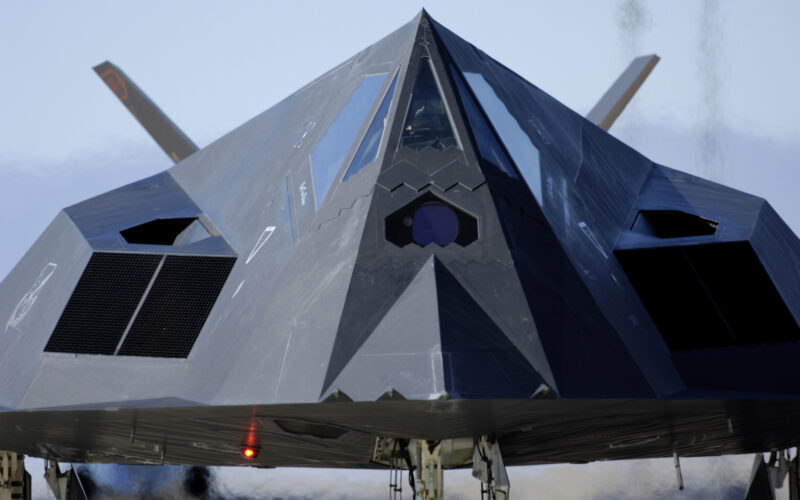 The Lockheed F-117A Stealth Fighter.