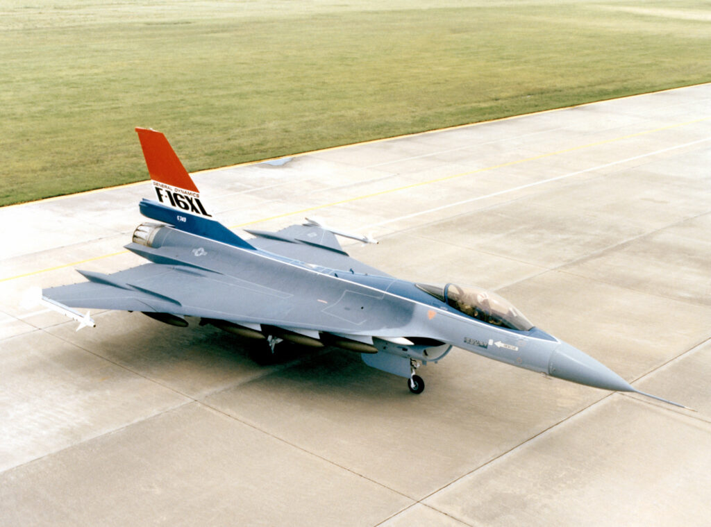 The delta wing F-16XL.