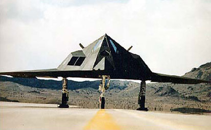 The F-117 looks like something from Area 51.