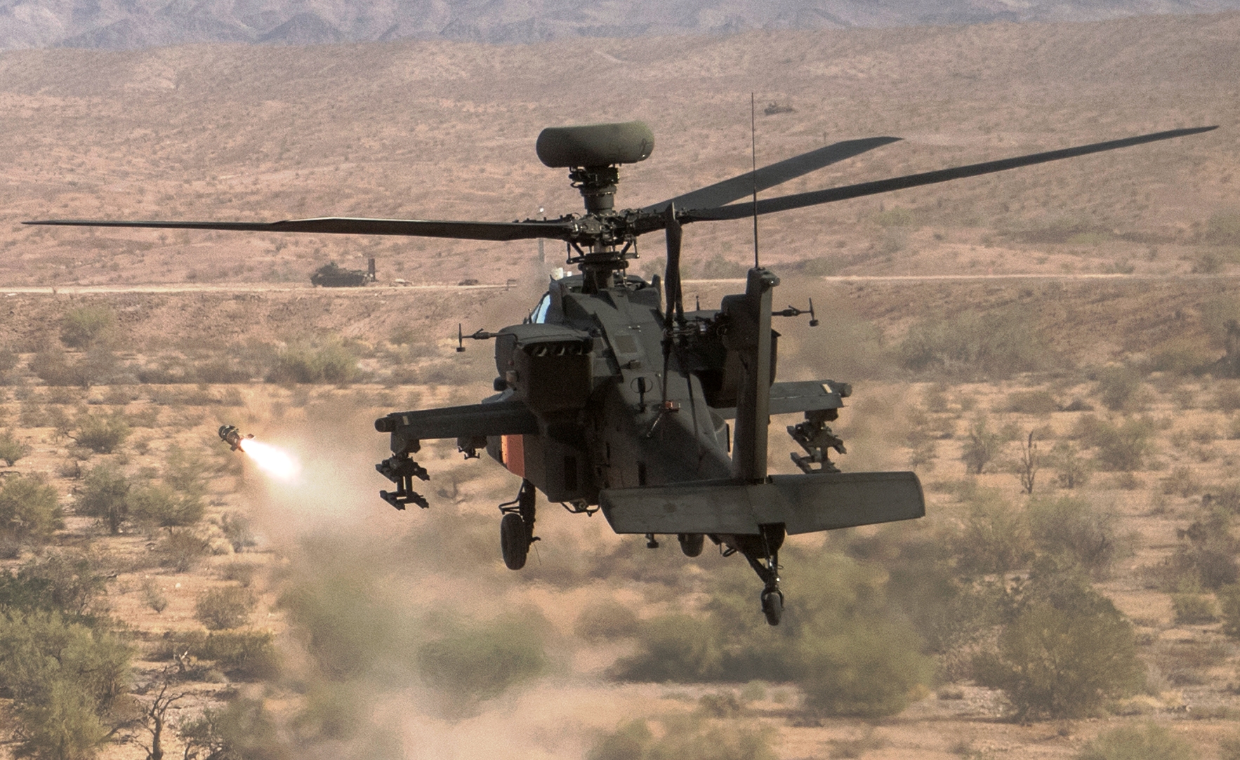 The AH-64 can carry a wide variety of weapons.