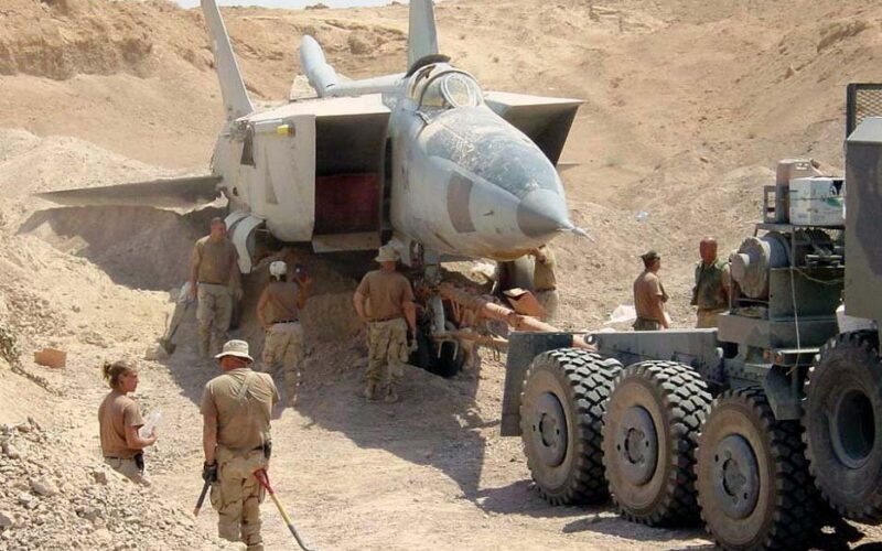 This MiG-25 was caught in an unusual hiding spot.