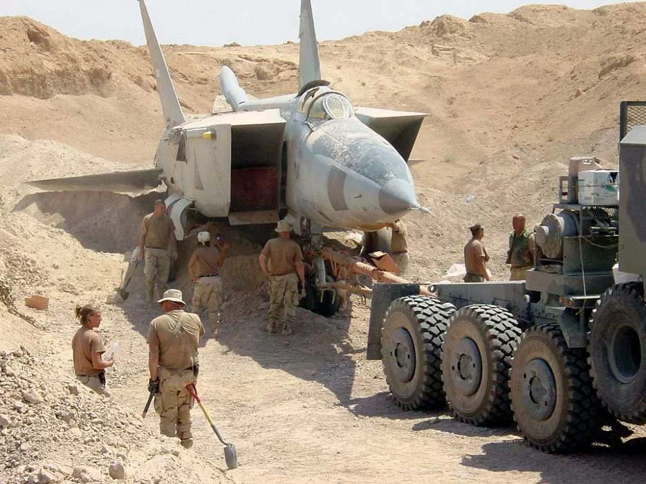 This MiG-25 was caught in an unusual hiding spot.