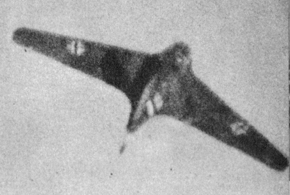 Guncam capture of an Me 163 about to be shot down.