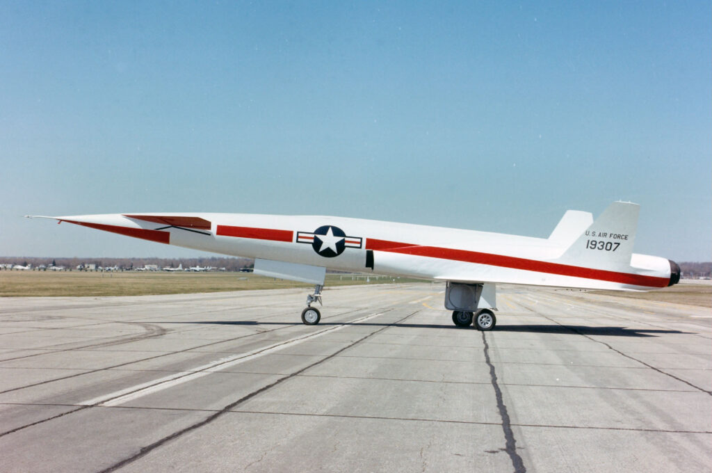 The X-10 parked on the runway.