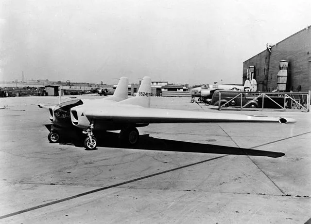 The XP-79 after being towed out of the hangar.