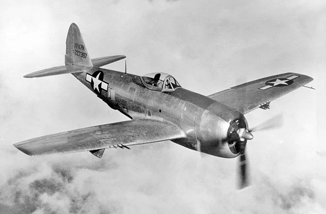 The P-47 N is identifiable by its clipped wings.