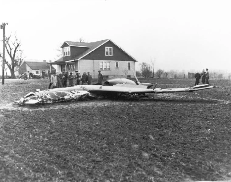 XP-55 crash site after test.