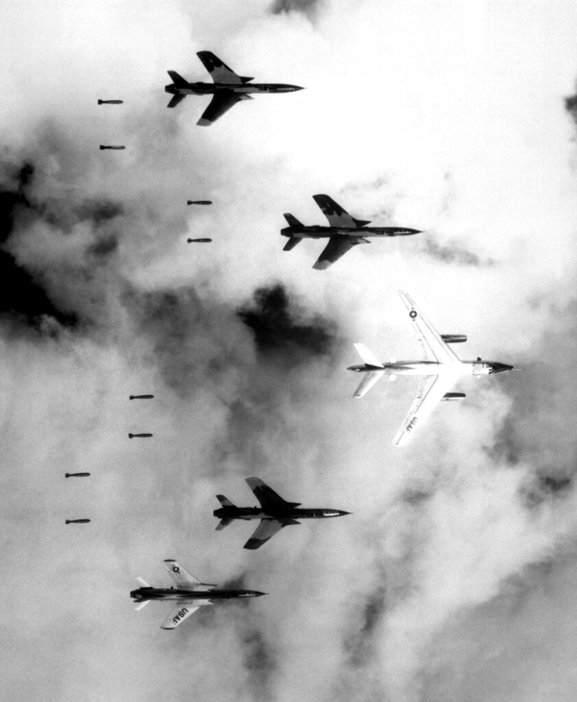 A B-66 with F-105s over Vietnam in 1966.