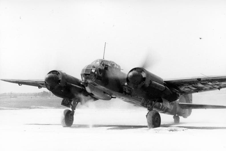 A Ju-88 taxing to the runway.