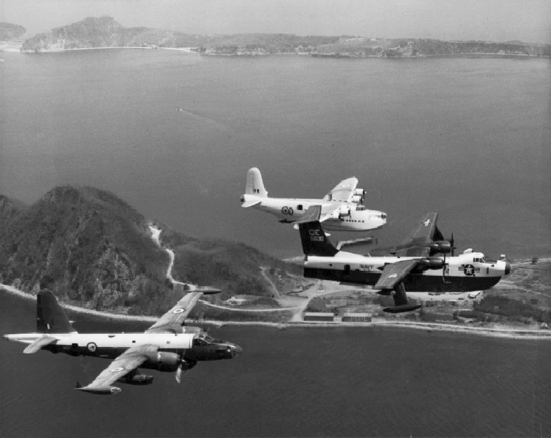 A Sunderland in formation with a P-2 Neptune and a P-5M Marlin