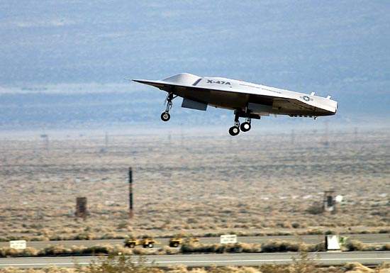 The X-47A taking off for testing.
