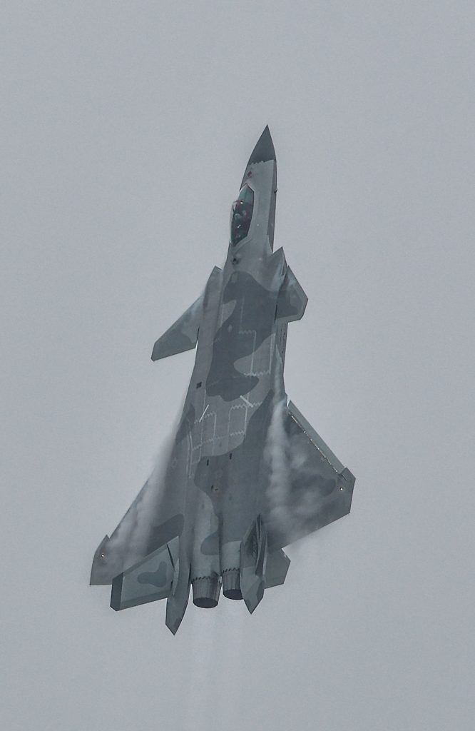 The J-20 showing off its agility.