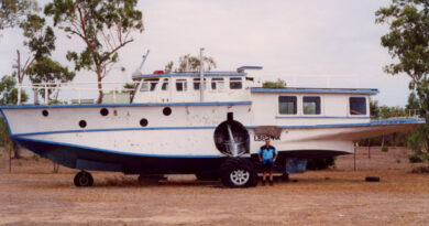 The Catalina converted to a house boat.