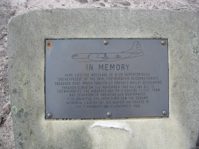 A plaque as the Bleaklow crash site.