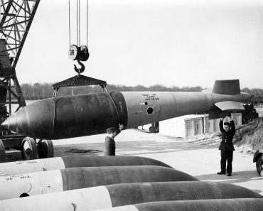Ten Ton Tess bomb on a crane.