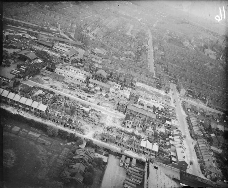 The extent of damage caused to a London residential area due to a single V-2 rocket strike in January 1945.