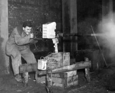 Aerial gunnery training with the 8th Air Force in England during 1944. Bomber groups established training programs to get airmen prepared for combat