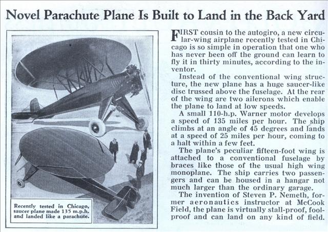 One of the primary goals of the Nemeth Parasol design was to create an airplane that could fit in a large garage, offering an alternative to hangar storage and making it more accessible to private owners.