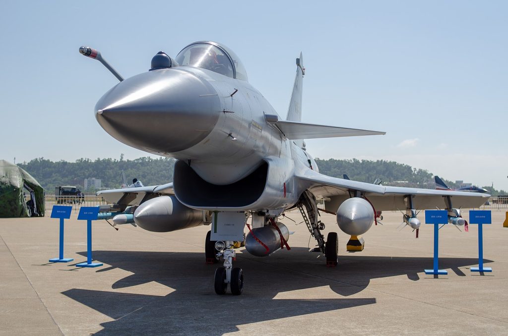 A J-10 with PL-12 and PL-8 missiles.
