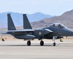 An F-15K Slam Eagle from the Republic of Korea Air Force's 122nd Fighter Squadron taxis at Nellis Air Force Base, Nev. on 5 Aug. upon arrival for Red Flag 08-4. ROKAF aircraft and crews are participating in their first Red Flag exercise.
